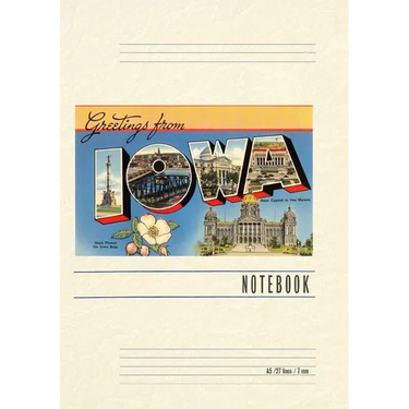 Vintage Lined Notebook Greetings from Iowa