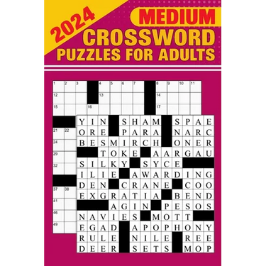 2024 Medium Crossword Puzzles for Adults: Large Print Puzzles for Adults with Solutions, Test Your Brain Power