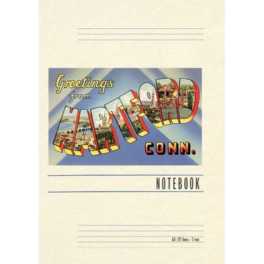 Vintage Lined Notebook Greetings from Hartford