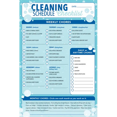 Cleaning Schedule Checklist Note Pad (60 Sheets)