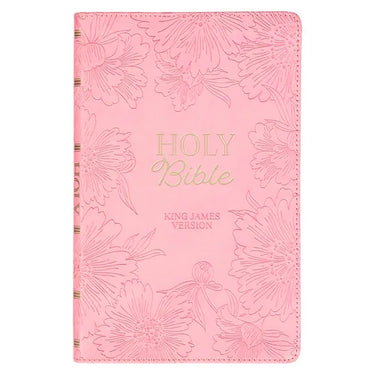 KJV Holy Bible, Gift Edition King James Version, Faux Leather Flexible Cover, Light Pink Floral