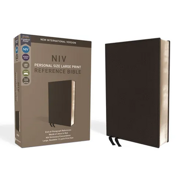 NIV, Personal Size Reference Bible, Large Print, Premium Leather, Black, Red Letter Edition, Comfort Print
