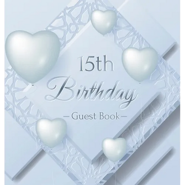 15th Birthday Guest Book: An Elegant Silver & White Frosted Heart Keepsake for Her 15th Birthday or Quinceañera - Square Hardcover Guest Sign-In Book