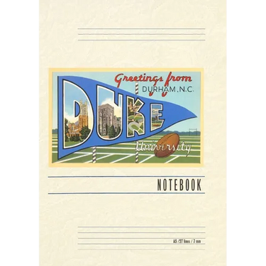 Vintage Lined Notebook Greetings from Duke University, Durham