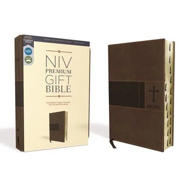 Niv, Premium Gift Bible, Leathersoft, Brown, Red Letter Edition, Indexed, Comfort Print