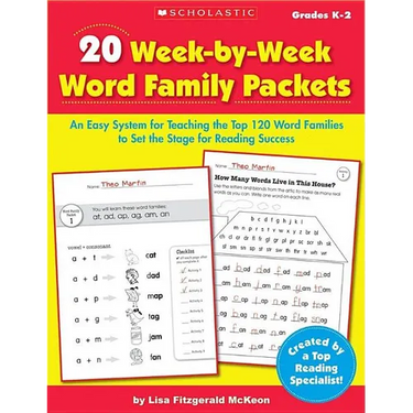 20 Week by Week Word Family Packets