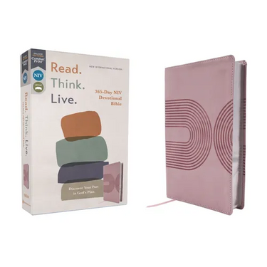 Niv, Read. Think. Live., Leathersoft, Pink, Comfort Print: 365-Day NIV Devotional Bible - Discover Your Part in God's Plan