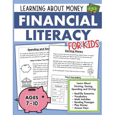 Financial Literacy for Kids Activity Book on Money and Finance: Lessons on Saving Spending Borrowing and Managing Money Responsibly