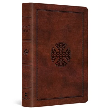 ESV Large Print Compact Bible, Red Letter (Trutone, Brown, Mosaic Cross Design)