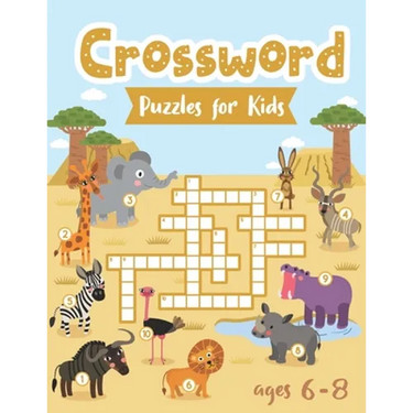 Crossword Puzzles for Kids ages 6-8: Animals Word Puzzles Activity Book with Crosswords & Mazes to Keep Your Kid's Attention for Longer