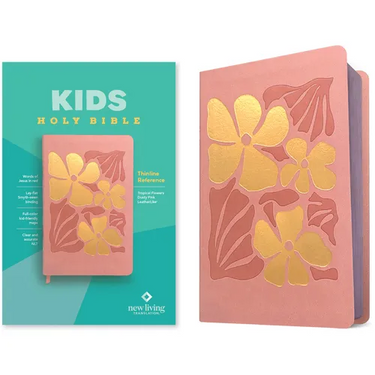NLT Kids Bible, Thinline Reference Edition (Leatherlike, Tropical Flowers Dusty Pink, Red Letter)