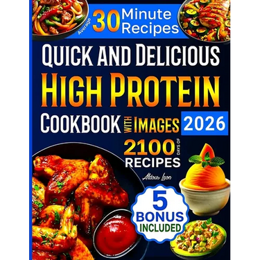 Quick and Delicious High Protein Recipes Cookbook with Images: 2100 Days of Nutritious Meals with Stunning Photos Easy-to-Make in Less Than 30 Minutes