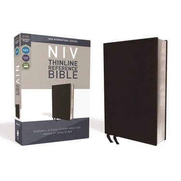NIV, Thinline Reference Bible, Bonded Leather, Black, Red Letter Edition, Comfort Print