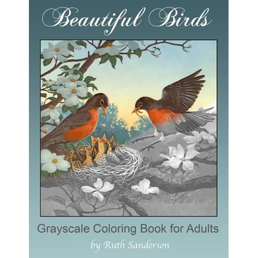 Beautiful Birds: Grayscale Coloring Book for Adults