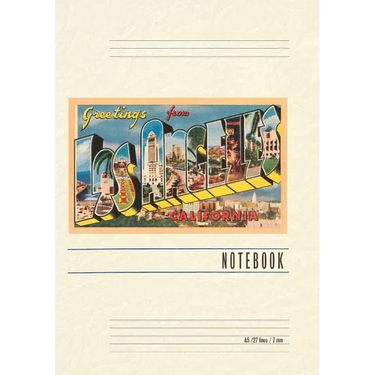 Vintage Lined Notebook Greetings from Los Angeles, California