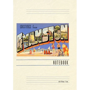 Vintage Lined Notebook Greetings from Evanston, Illinois