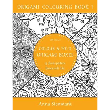 Colour & fold origami boxes - 15 floral-pattern boxes with lids: UK edition
