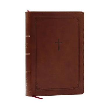 NKJV Giant Print End-Of-Verse Reference Bible, Brown Leathersoft, Red Letter, Comfort Print: Holy Bible - Great for Father's Day