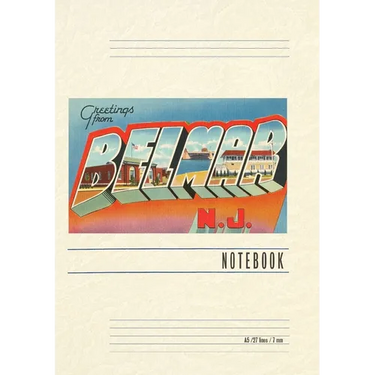 Vintage Lined Notebook Greetings from Belmar, New Jersey