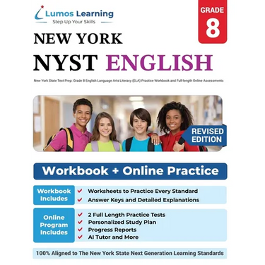 New York State Test Prep: Grade 8 English Language Arts Literacy (ELA) Practice Workbook and Full-length Online Assessments: NYST Study Guide