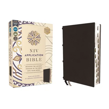 NIV Application Bible, Genuine Leather, Calfskin, Black, Red Letter, Thumb Indexed, Comfort Print: Bringing the Ancient Message of the Bible Into Your