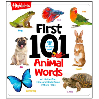 First 101 Animal Words: Baby Board Book, Learn to Talk with 101 Animal Words and Photos, My First Words Book with Lift-The-Flaps Game for Babies and T