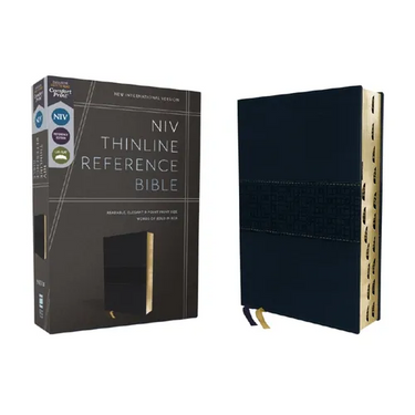 Niv, Thinline Reference Bible (Deep Study at a Portable Size), Leathersoft, Navy, Red Letter, Thumb Indexed, Comfort Print