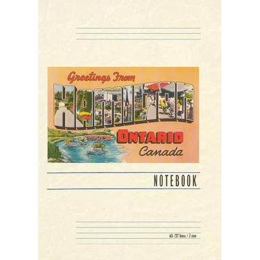 Vintage Lined Notebook Greetings from Hamilton, Ontario, Canada