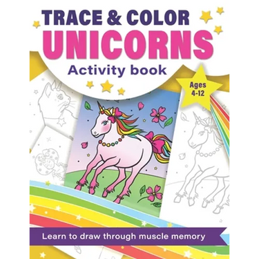 Trace and Color Unicorns: Activity Book