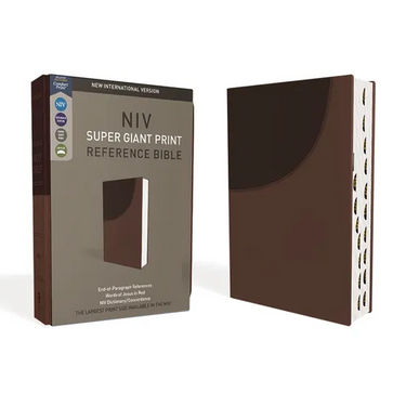 Niv, Super Giant Print Reference Bible (Font Size: 16.5-Point), Leathersoft, Brown, Red Letter, Thumb Indexed, Comfort Print