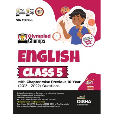 Olympiad Champs English Class 5 with Chapter-wise Previous 10 Year (2013 - 2022) Questions 5th Edition Complete Prep Guide with Theory, PYQs, Past & P