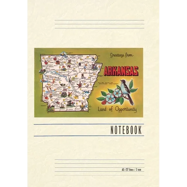 Vintage Lined Notebook Greetings from Arkansas