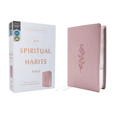 Niv, Spiritual Habits Bible, Leathersoft, Pink, Red Letter, Comfort Print: Learn to Live a Gospel-Centered Life