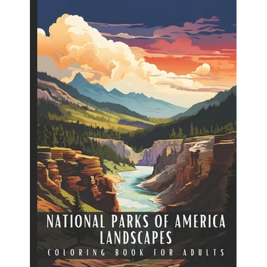 National Parks of America Landscapes Coloring Book for Adults: Large Print Adult Coloring Book with American National Parks Sceneries, Perfect for Str