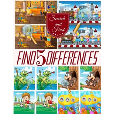 Find 5 Differences: Search and find books for children, Spot 5 differences between two pictures with answers.