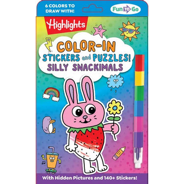 Color-In Stickers and Puzzles! Silly Snackimals: Deliciously Cute Hidden Pictures Puzzles and Sticker Activity Book with Color-In Animal and Snack Sti