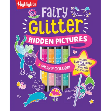 Fairy Glitter Hidden Pictures: Glitter Coloring Book for Kids 6-12 with Fairy-Themed Hidden Pictures Puzzles, Sparkly Markers and Stickers for Creativ