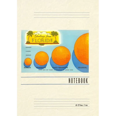 Vintage Lined Notebook Greetings from Florida, Orange Sizing