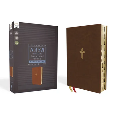 Nasb, Thinline Bible, Large Print, Leathersoft, Brown, Red Letter Edition, 1995 Text, Thumb Indexed, Comfort Print