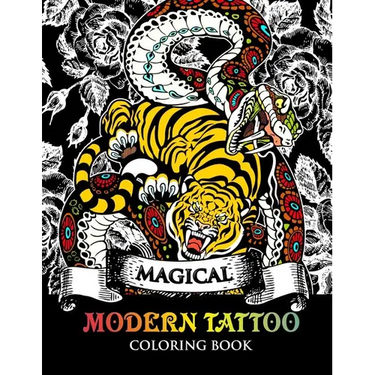 Modren Tattoo Coloring Book: Modern and Neo-Traditional Tattoo Designs Including Sugar Skulls, Mandalas and More (Tattoo Coloring Books)