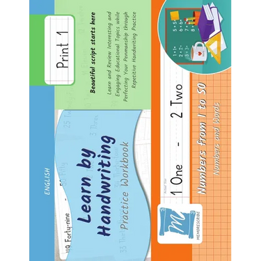 Handwriting Practice Workbook - Numbers from 1 to 50 - Words and Numbers - Print, Level 1: Learn by Handwriting - Children and Adults - N150P1LE
