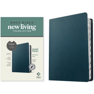 NLT Personal Size Giant Print Bible, Filament Enabled (Genuine Leather, Navy Blue, Indexed, Red Letter)