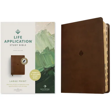 NLT Life Application Study Bible, Third Edition, Large Print (Leatherlike, Rustic Brown Leaf, Indexed, Red Letter)