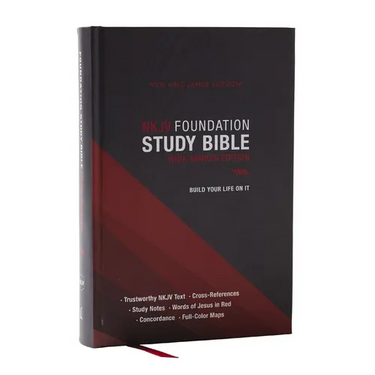 NKJV Foundation Study Bible, Wide-Margin, Black Hardcover, Red Letter