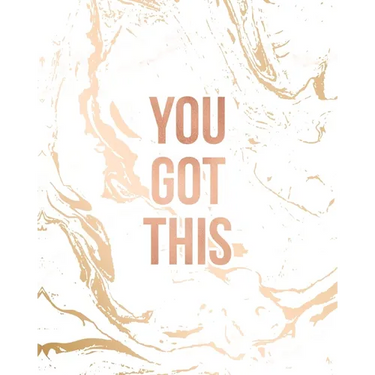 You Got This: Inspirational Quote Notebook, Classic White Marble and Rose Gold - 8 x 10, 120 Wide Ruled Pages
