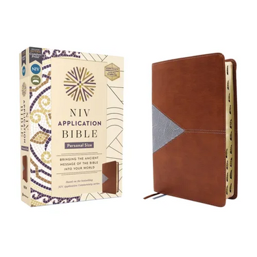 NIV Application Bible, Personal Size, Leathersoft, Brown/Blue, Red Letter, Indexed, Comfort Print: Bringing the Ancient Message of the Bible Into Your
