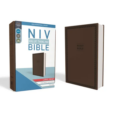 NIV, Value Thinline Bible, Large Print, Imitation Leather, Brown