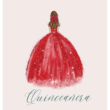 Quinceanera Guest Book with red dress (hardback)