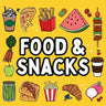 Food and Snacks Coloring Book: Bold and Easy Designs for Both Seniors and Kids