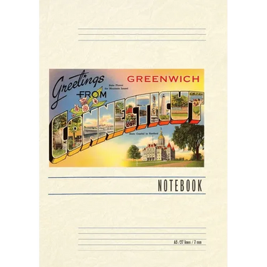 Vintage Lined Notebook Greetings from Greenwich